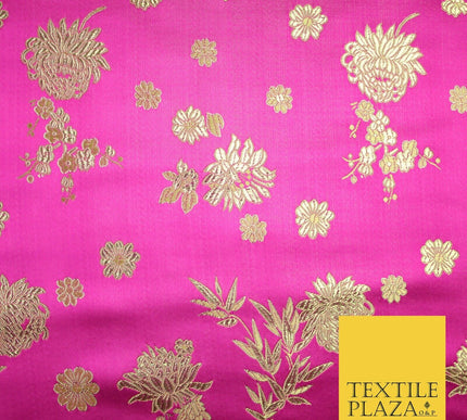 Traditional Oriental Chinese Brocade Metallic Floral Satin Jacquard Fabric 59"