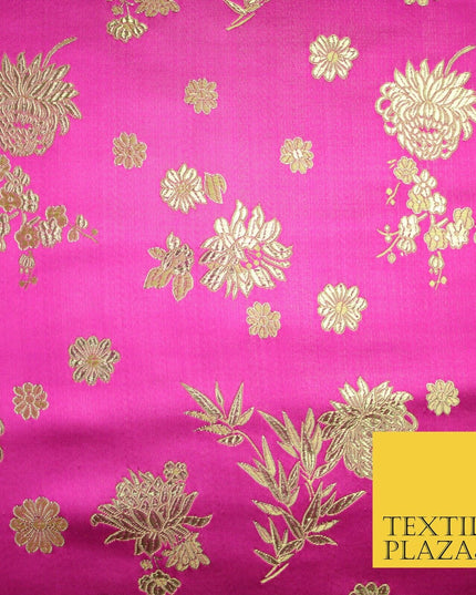 Traditional Oriental Chinese Brocade Metallic Floral Satin Jacquard Fabric 59"