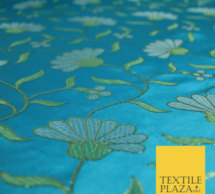 Traditional Oriental Chinese Brocade Metallic Floral Satin Jacquard Fabric 59"