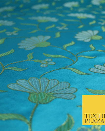 Traditional Oriental Chinese Brocade Metallic Floral Satin Jacquard Fabric 59"