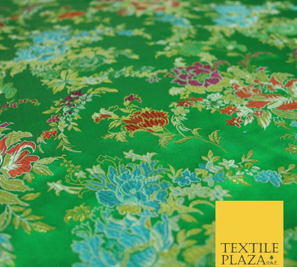 Traditional Oriental Chinese Brocade Metallic Floral Satin Jacquard Fabric 59"