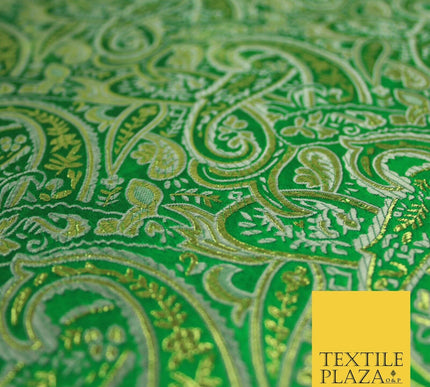 Intricate Paisley Oriental Chinese Brocade Metallic Satin Jacquard Fabric 59"