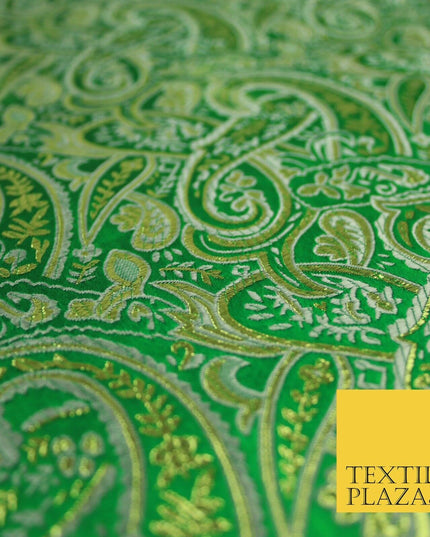 Intricate Paisley Oriental Chinese Brocade Metallic Satin Jacquard Fabric 59"