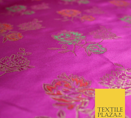 Traditional Oriental Chinese Brocade Metallic Floral Satin Jacquard Fabric 59"