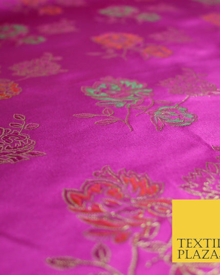 Traditional Oriental Chinese Brocade Metallic Floral Satin Jacquard Fabric 59"
