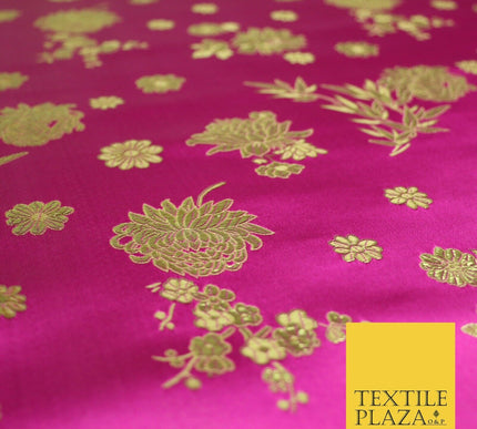 Traditional Oriental Chinese Brocade Metallic Floral Satin Jacquard Fabric 59"