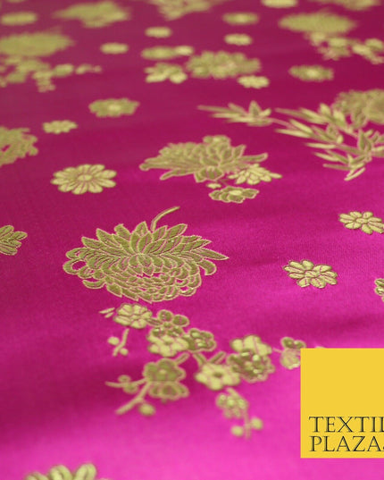 Traditional Oriental Chinese Brocade Metallic Floral Satin Jacquard Fabric 59"