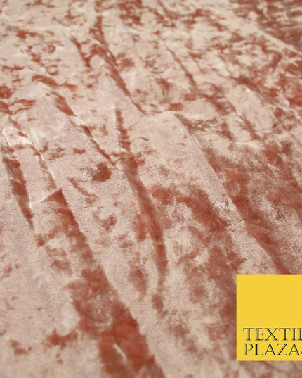 PEACH Luxury Crushed Velvet Fabric - Backdrop Sofa Cushions Curtains 1962