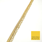 Pure Gold Glass Beaded Swag Tassel Drop Loop Trimming Ribbon Border Lace X315
