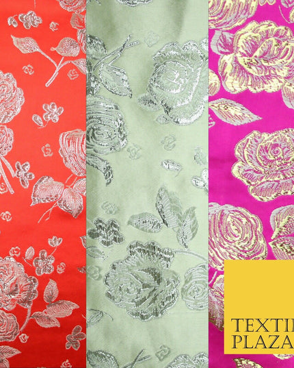 Traditional Oriental Chinese Brocade Metallic Floral Satin Jacquard Fabric 59"