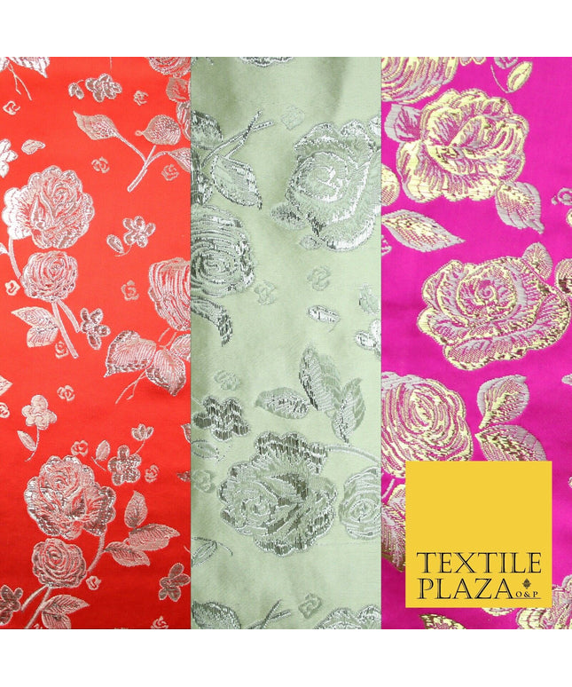 Traditional Oriental Chinese Brocade Metallic Floral Satin Jacquard Fabric 59"