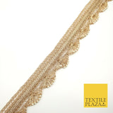 Light Gold Intricate Pearl Swag Trimming Border Ethnic Pankhi Scallop X309