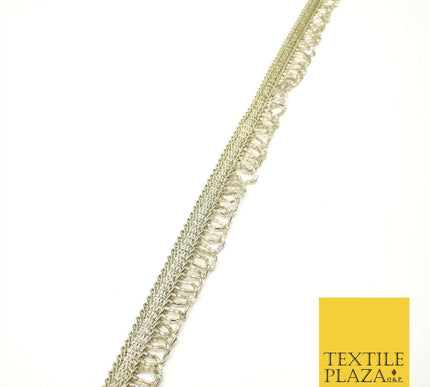 Tinted Gold Glass Beaded Swag Tassel Drop Loop Trimming Ribbon Border Lace X316