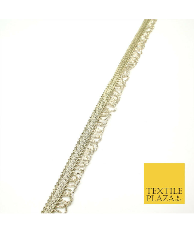 Tinted Gold Glass Beaded Swag Tassel Drop Loop Trimming Ribbon Border Lace X316