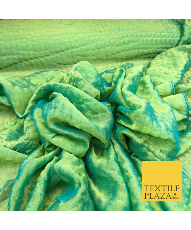 APPLE GREEN/BLUE Two Tone Square Crushed Chiffon Dress Fashion Scarf Craft LA845