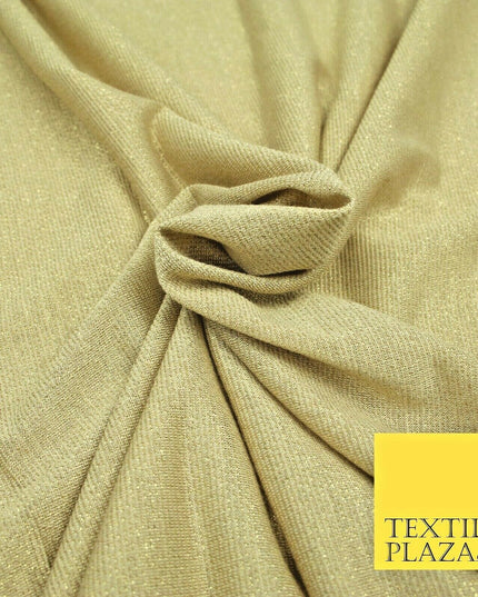 Gold Beige Glitter Shimmer Stretch Soft Rayon Jersey Dress Fabric Backdrop 1954
