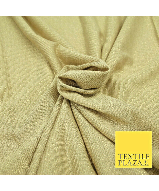 Gold Beige Glitter Shimmer Stretch Soft Rayon Jersey Dress Fabric Backdrop 1954
