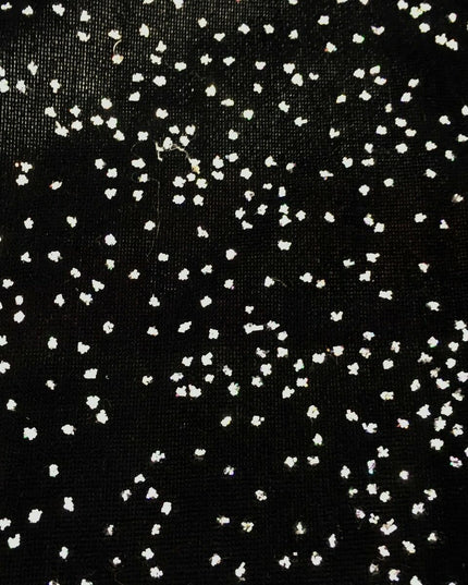 Luxury Black Hologram Metallic Silk Velvet Fabric - 44" Non Stretch PE24