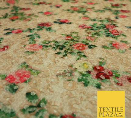 Peach Floral Digital Printed Embroidered Net Lace Dress Fabric Fashion 1763