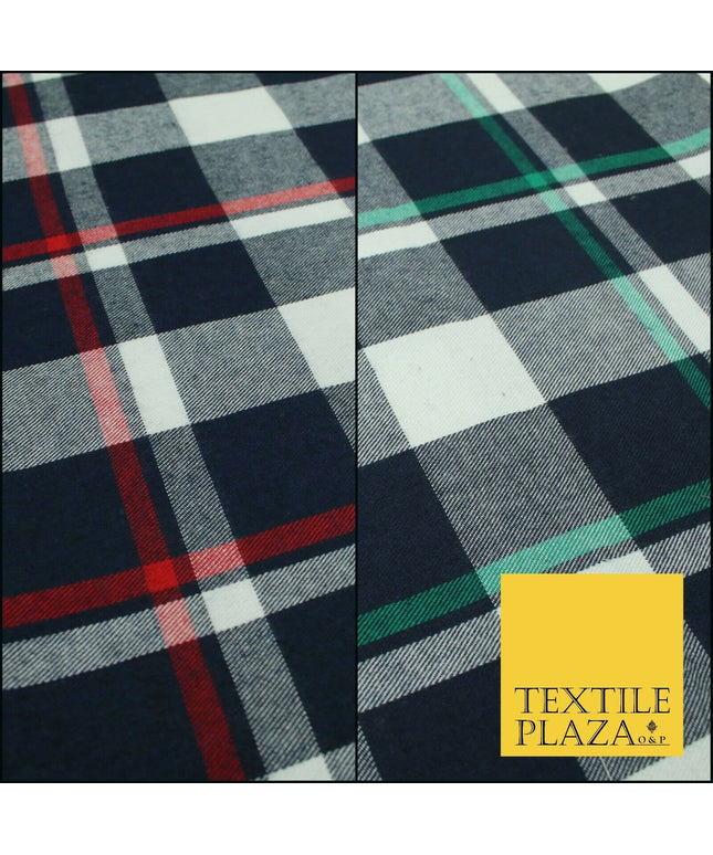 Luxury TARTAN CHECK Brushed Polyester COTTON Twill Fabric 58" Craft Dress