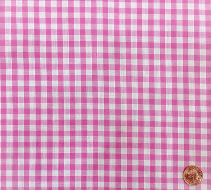 Light Pink Gingham POLYCOTTON Fabric - Per Metre/ Half Metre/ Fat Quarter - RD60