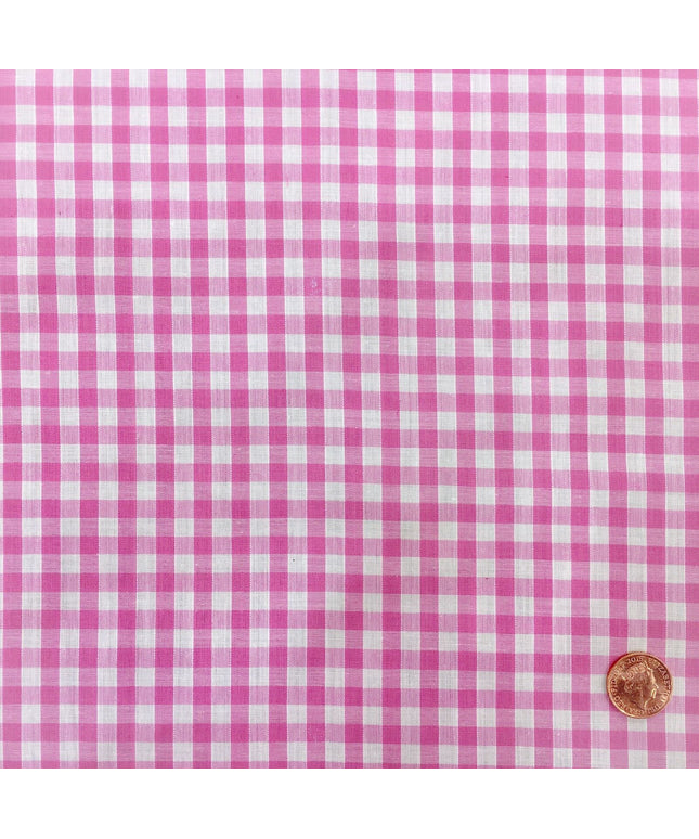 Light Pink Gingham POLYCOTTON Fabric - Per Metre/ Half Metre/ Fat Quarter - RD60