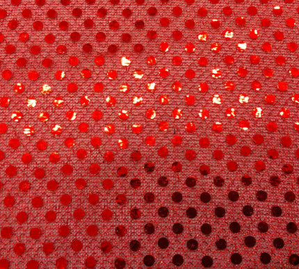 6mm Sequin Hologram Fabric - Shiny Sparkly Fancy Dress Dance - Per Metre - RED