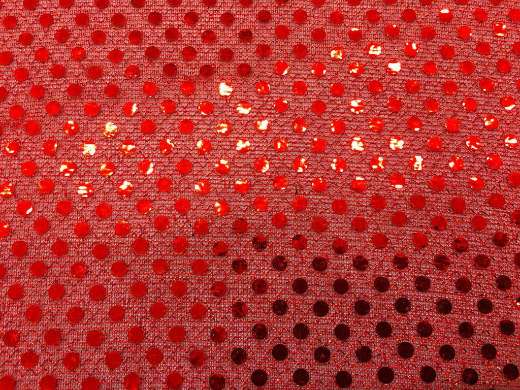6mm Sequin Hologram Fabric - Shiny Sparkly Fancy Dress Dance - Per Metre - RED