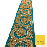 JADE TEAL Fancy Flower Swirls Zari Sequin Trimming Border Indian Ethnic (X68)