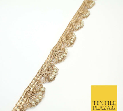 Light Gold Pearl Swag Trimming Border Indian Ethnic Pankhi Gota Scallop X307