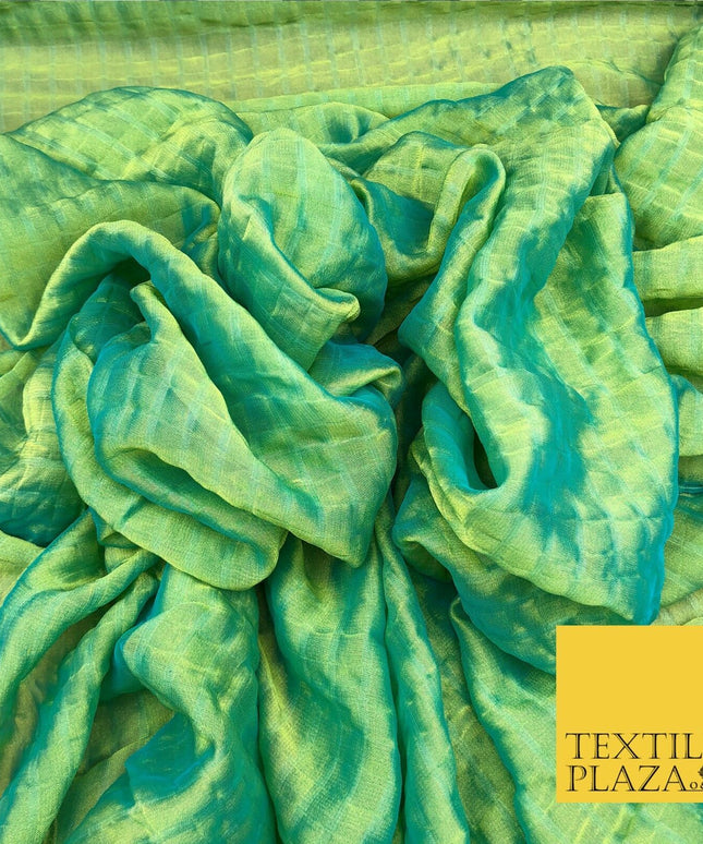 APPLE GREEN/BLUE Two Tone Square Crushed Chiffon Dress Fashion Scarf Craft LA845