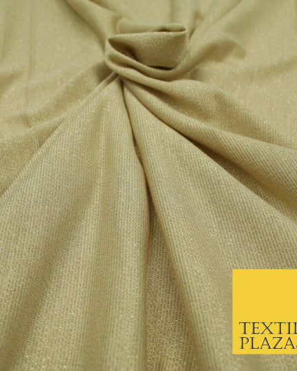 Gold Beige Glitter Shimmer Stretch Soft Rayon Jersey Dress Fabric Backdrop 1954