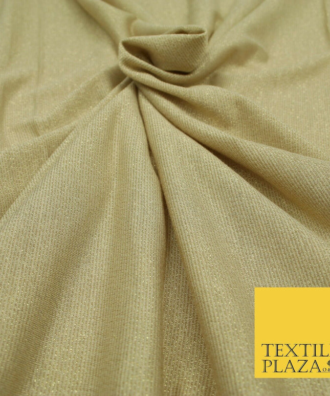 Gold Beige Glitter Shimmer Stretch Soft Rayon Jersey Dress Fabric Backdrop 1954