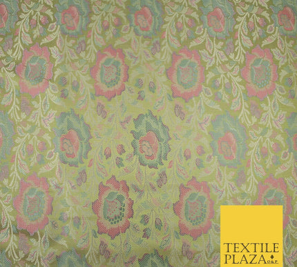 Green Luxury Ornate Floral PURE Benarsi Brocade Woven Fine Dress FabricFancy1762