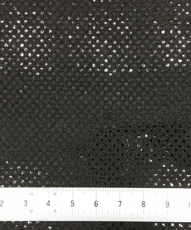 6mm Sequin Hologram Fabric - Shiny Sparkly Fancy Dress Dance - Per Metre - BLACK