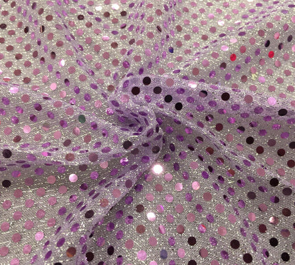 6mm Sequin Hologram Fabric - Shiny Sparkly Fancy Dress Dance - Per Metre - LILAC