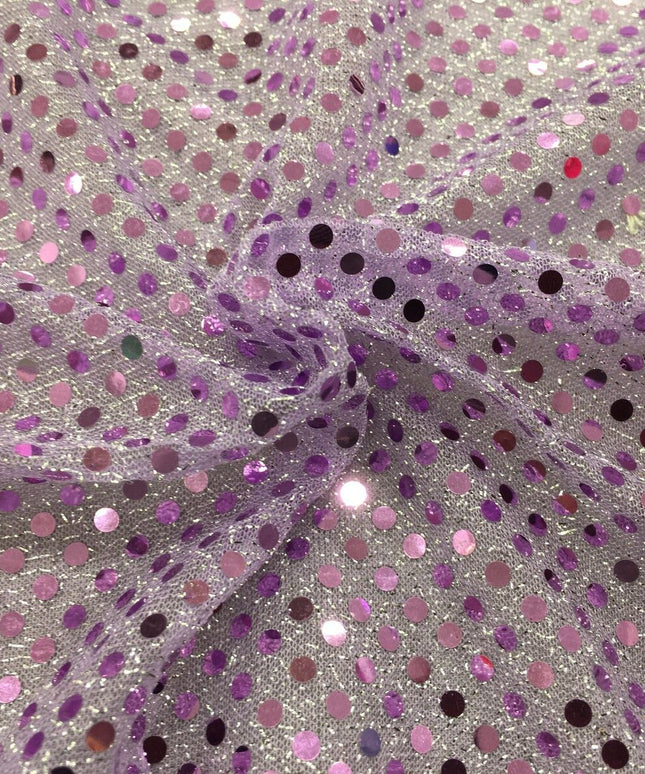 6mm Sequin Hologram Fabric - Shiny Sparkly Fancy Dress Dance - Per Metre - LILAC
