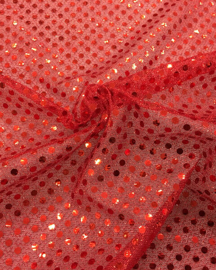 6mm Sequin Hologram Fabric - Shiny Sparkly Fancy Dress Dance - Per Metre - RED