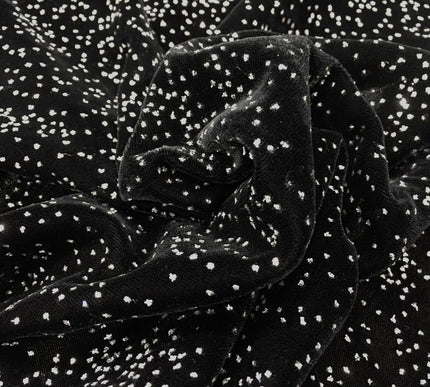 Luxury Black Hologram Metallic Silk Velvet Fabric - 44" Non Stretch PE24