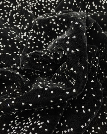 Luxury Black Hologram Metallic Silk Velvet Fabric - 44" Non Stretch PE24