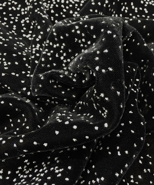 Luxury Black Hologram Metallic Silk Velvet Fabric - 44" Non Stretch PE24