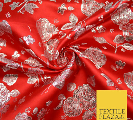 Traditional Oriental Chinese Brocade Metallic Floral Satin Jacquard Fabric 59"