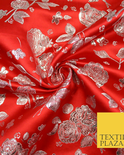 Traditional Oriental Chinese Brocade Metallic Floral Satin Jacquard Fabric 59"