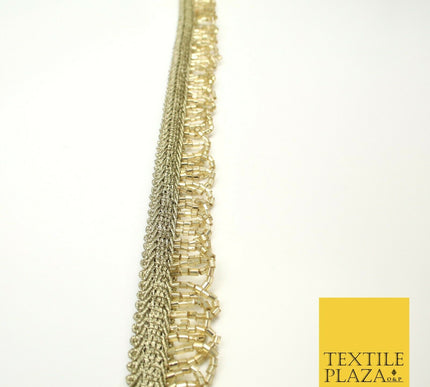 Light Gold Glass Beaded Swag Tassel Drop Loop Trimming Ribbon Border Lace X313