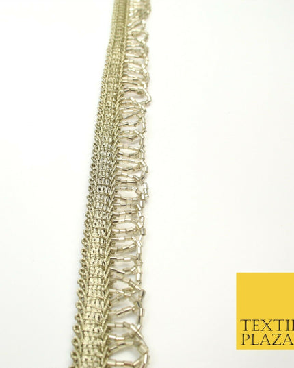 Tinted Gold Glass Beaded Swag Tassel Drop Loop Trimming Ribbon Border Lace X316