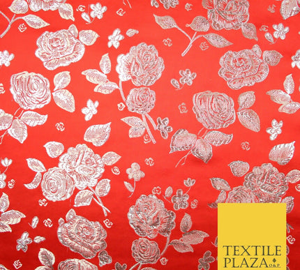 Traditional Oriental Chinese Brocade Metallic Floral Satin Jacquard Fabric 59"