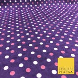 PURPLE PINK WHITE Spotted Winceyette Soft Brushed Cotton Dot Print Fabric R1065