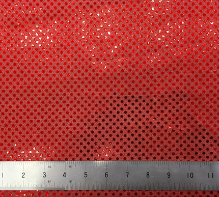 6mm Sequin Hologram Fabric - Shiny Sparkly Fancy Dress Dance - Per Metre - RED