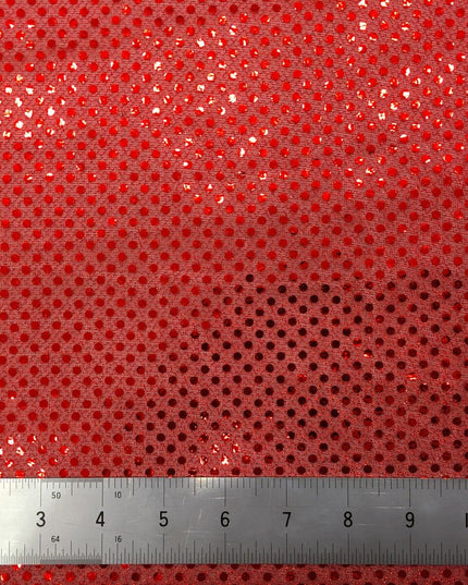 6mm Sequin Hologram Fabric - Shiny Sparkly Fancy Dress Dance - Per Metre - RED