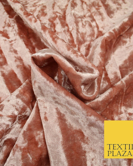 PEACH Luxury Crushed Velvet Fabric - Backdrop Sofa Cushions Curtains 1962